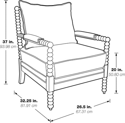 🤍 Classic Spindle Accent Chair – Cozy Linen Armchair With Wooden Frame For Living Room & Reading Corner ✨