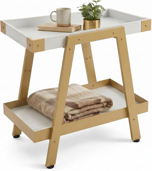🌿 Modern Farmhouse Side Table – Rustic Industrial Nightstand With 2-Tier Storage For Bedroom & Living Room ✨