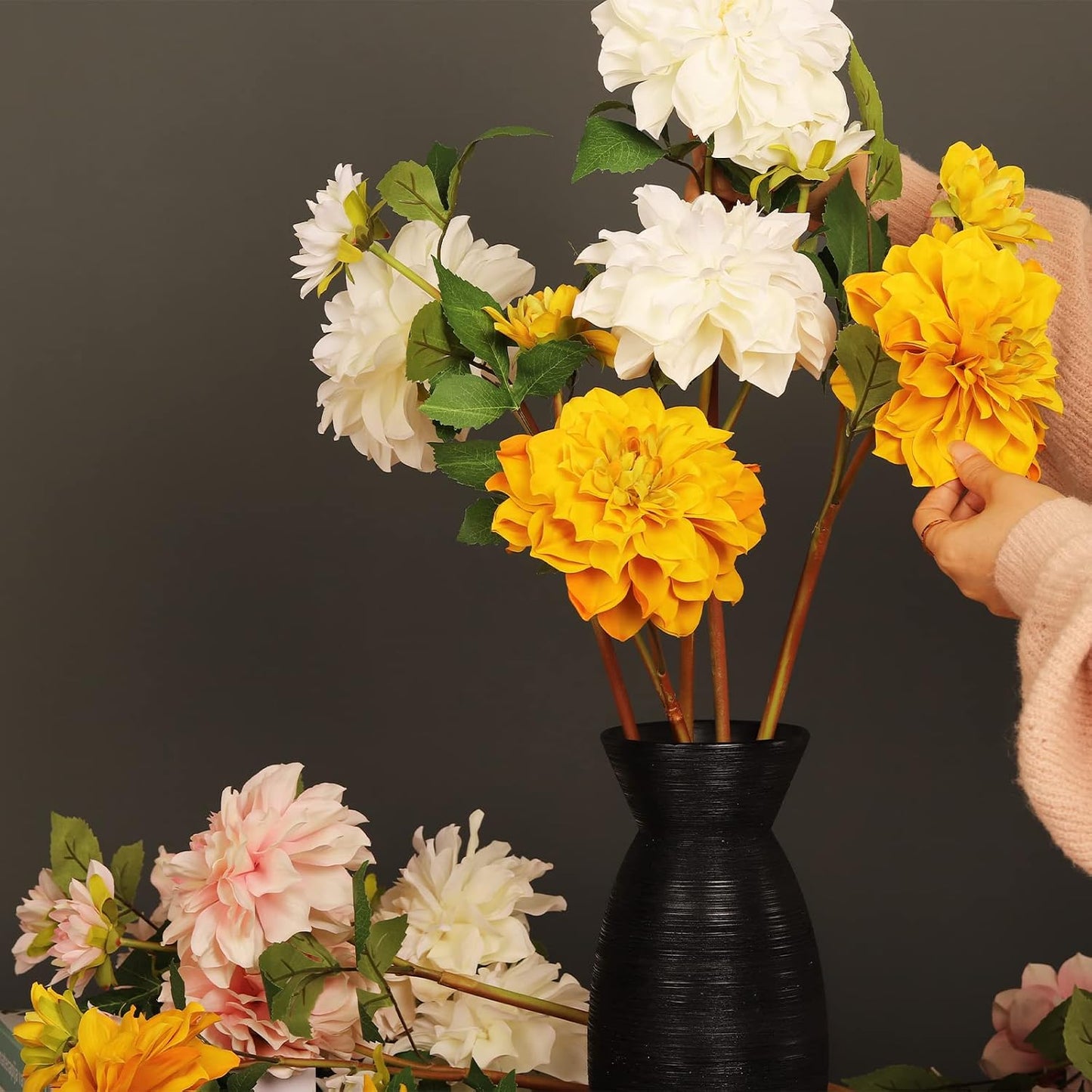 Elegant White Dahlia Faux Flowers for Wedding and Home Decor
