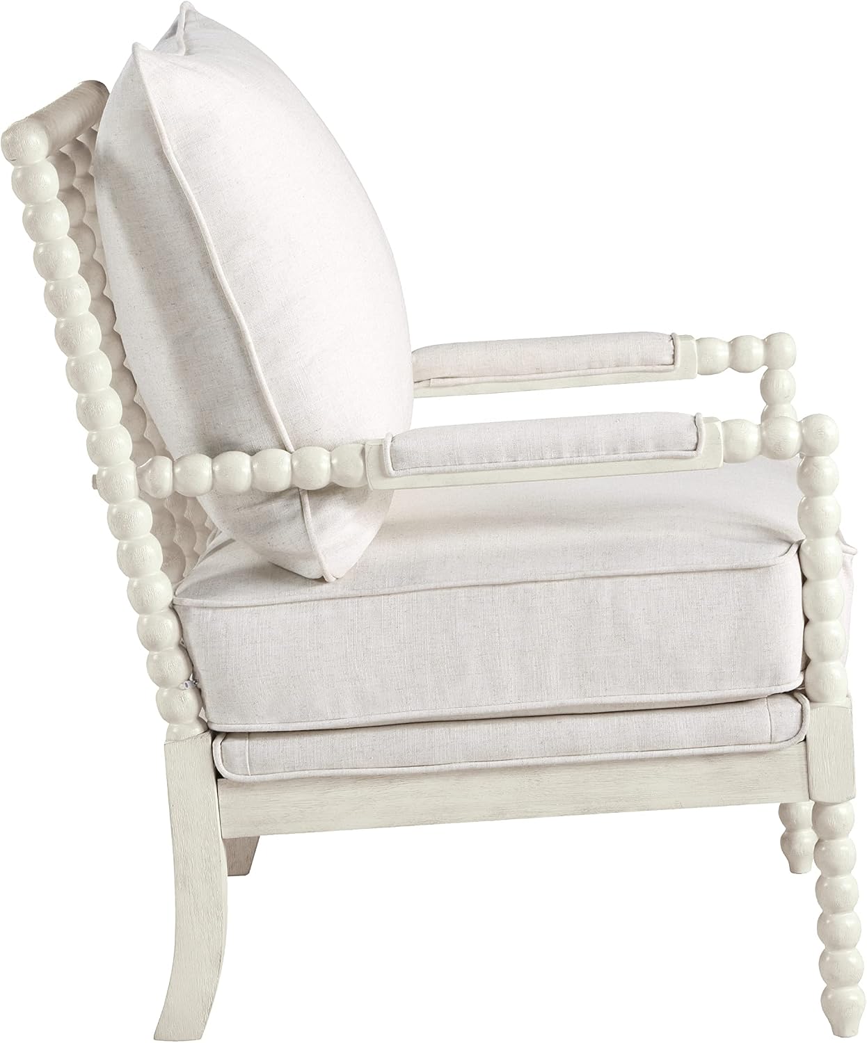 🤍 Classic Spindle Accent Chair – Cozy Linen Armchair With Wooden Frame For Living Room & Reading Corner ✨