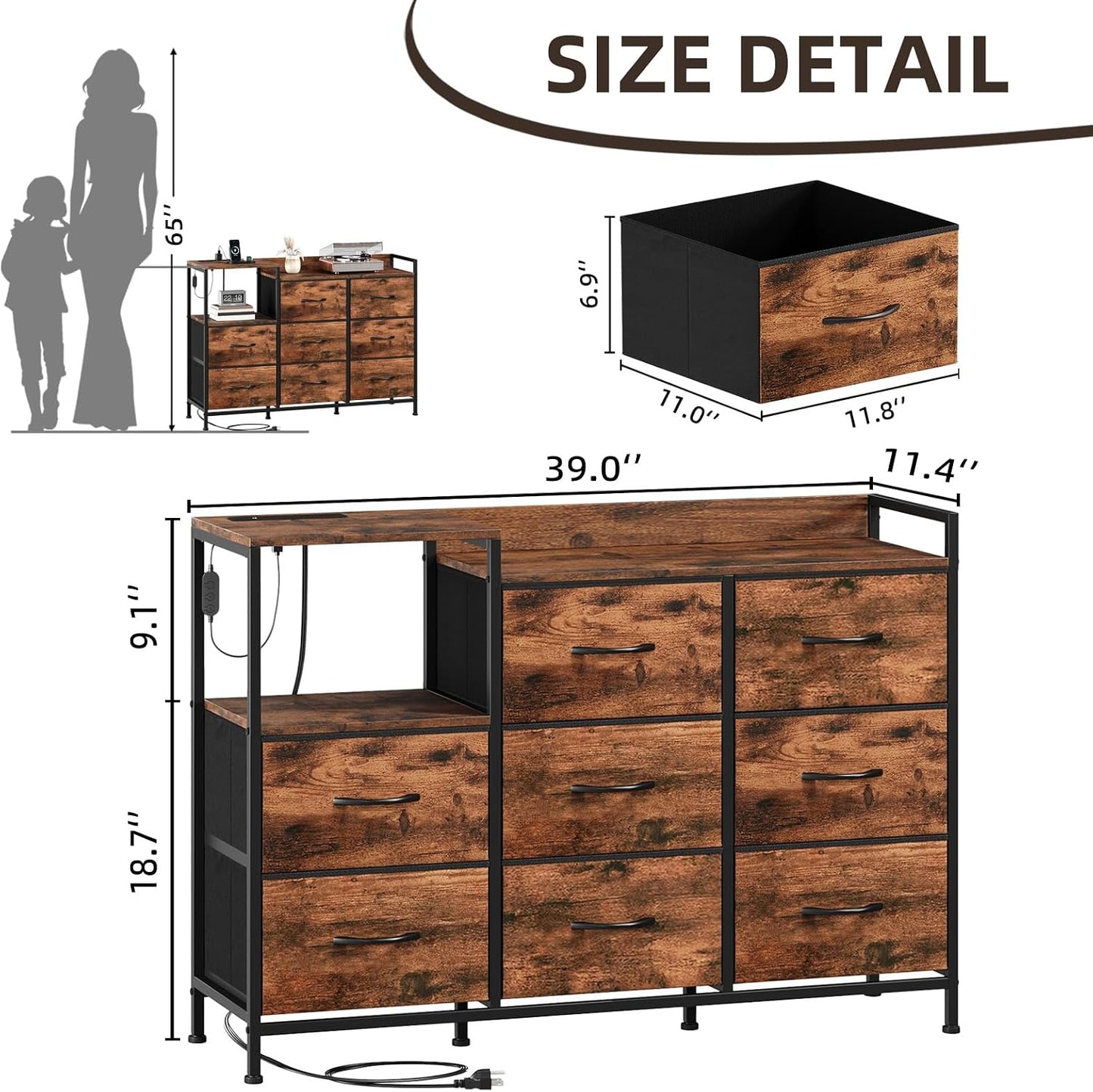 ✨ Smart LED Nightstand With Charging Station – Modern Storage Dresser For Bedroom, Dorm & Small Spaces 🔋