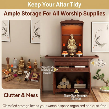 🪷 Zen Harmony Wooden Cabinet – Elegant Meditation Space Furniture For A Peaceful Home ✨