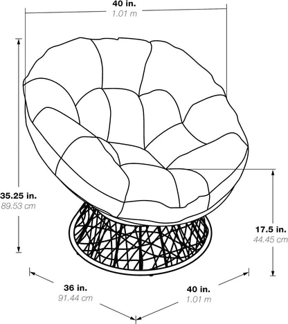 🖤 Cozy Papasan Lounge Chair – 360° Swivel Round Accent Chair For Living Room, Bedroom & Reading Corner ✨