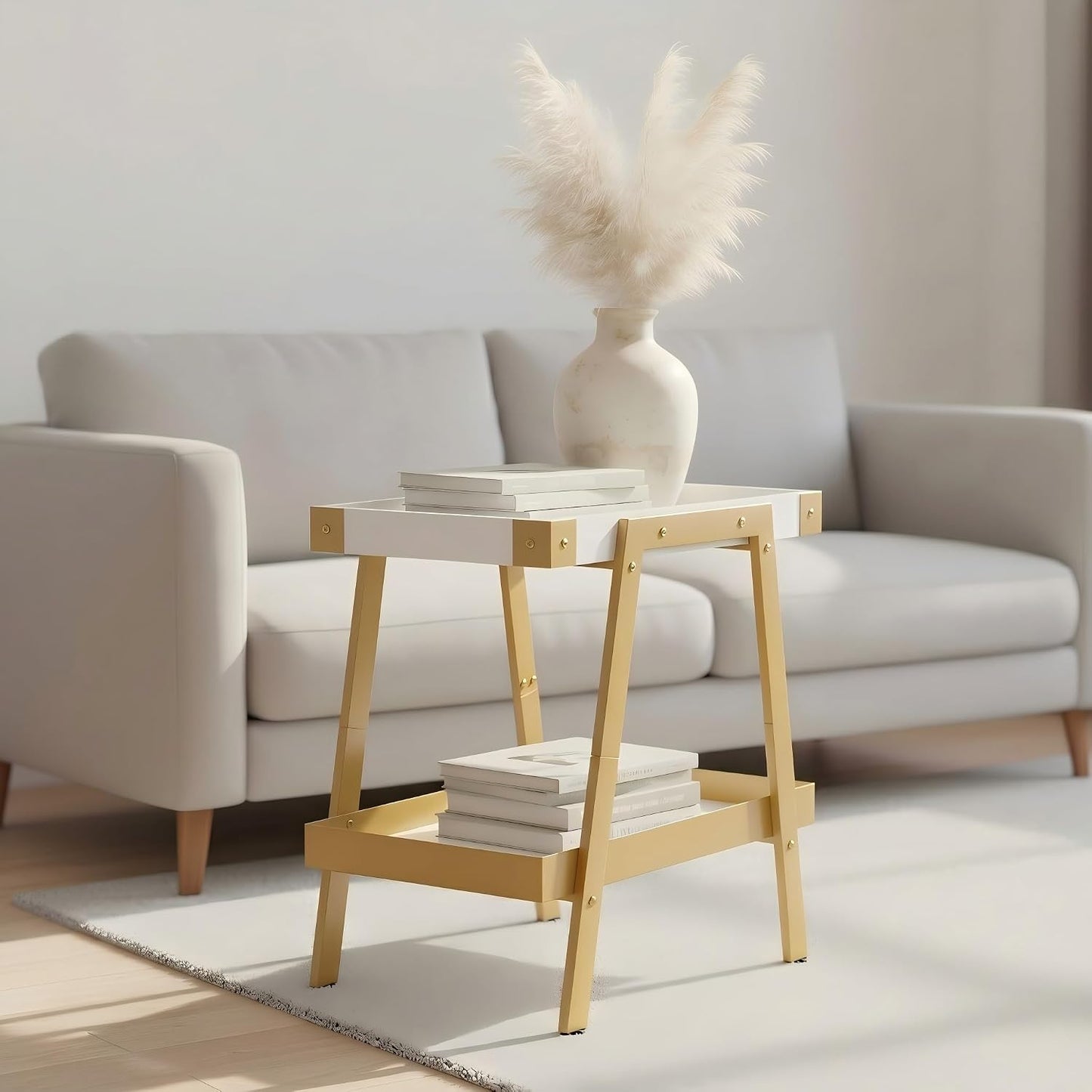 🌿 Modern Farmhouse Side Table – Rustic Industrial Nightstand With 2-Tier Storage For Bedroom & Living Room ✨