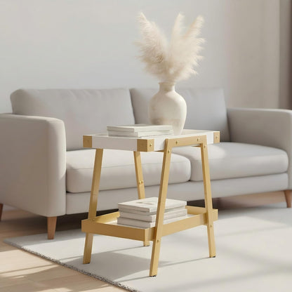 🌿 Modern Farmhouse Side Table – Rustic Industrial Nightstand With 2-Tier Storage For Bedroom & Living Room ✨