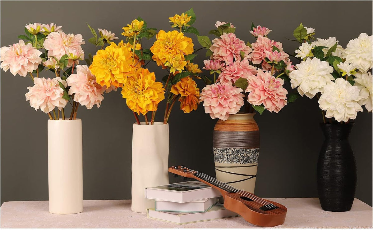 Elegant White Dahlia Faux Flowers for Wedding and Home Decor