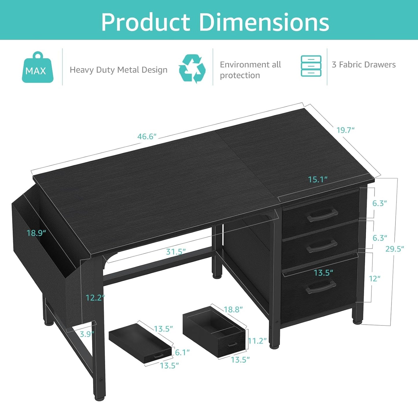 💻 Modern Home Office Desk With Storage Drawers – Stylish Computer Writing Desk For Work, Study & Small Spaces ✨
