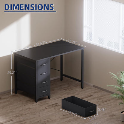 💻 Modern Small Office Desk With Drawers – Compact Computer Writing Table For Home Office, Bedroom & Study ✨
