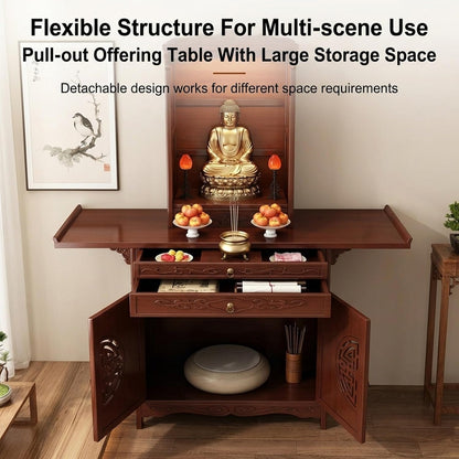 🪷 Zen Harmony Wooden Cabinet – Elegant Meditation Space Furniture For A Peaceful Home ✨