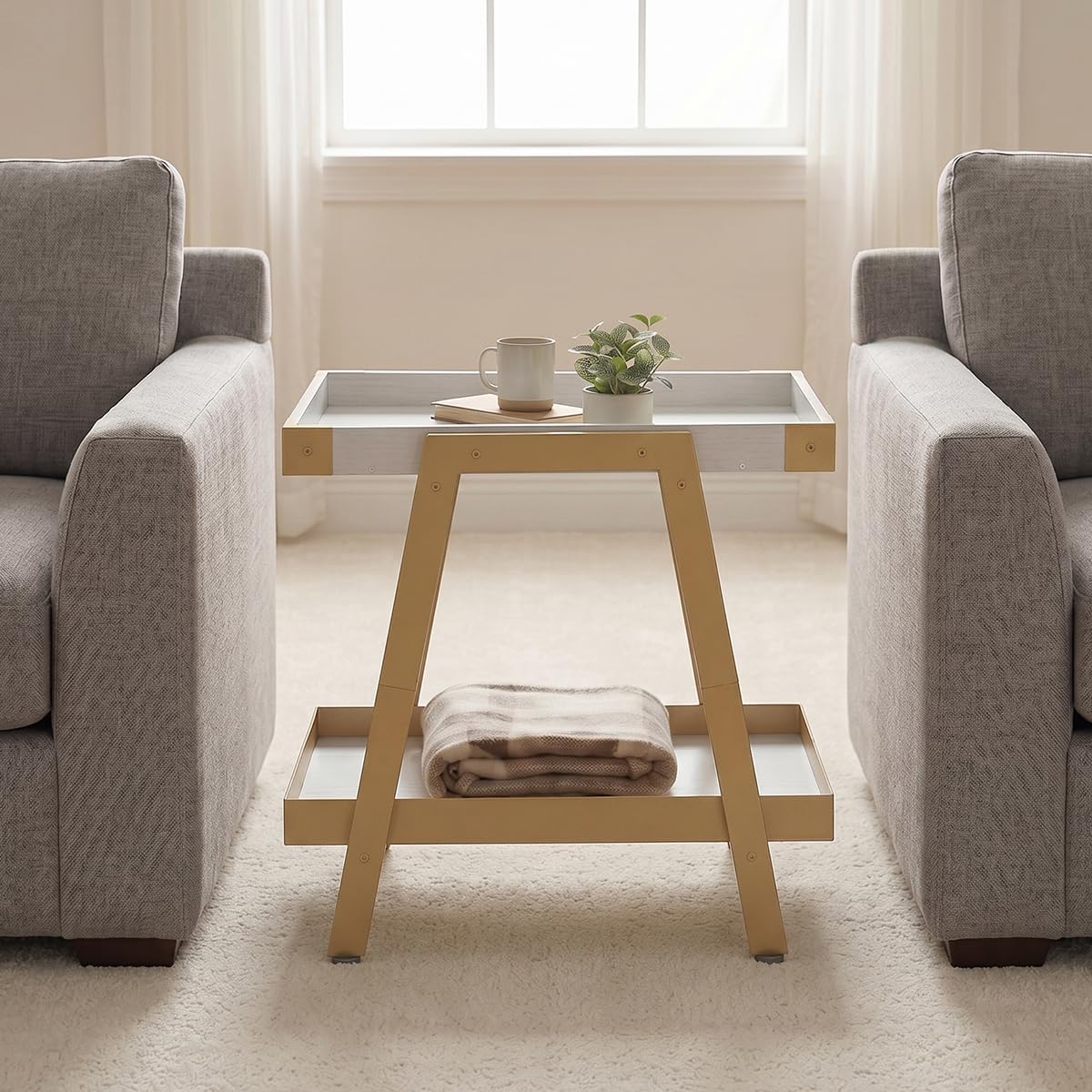 🌿 Modern Farmhouse Side Table – Rustic Industrial Nightstand With 2-Tier Storage For Bedroom & Living Room ✨