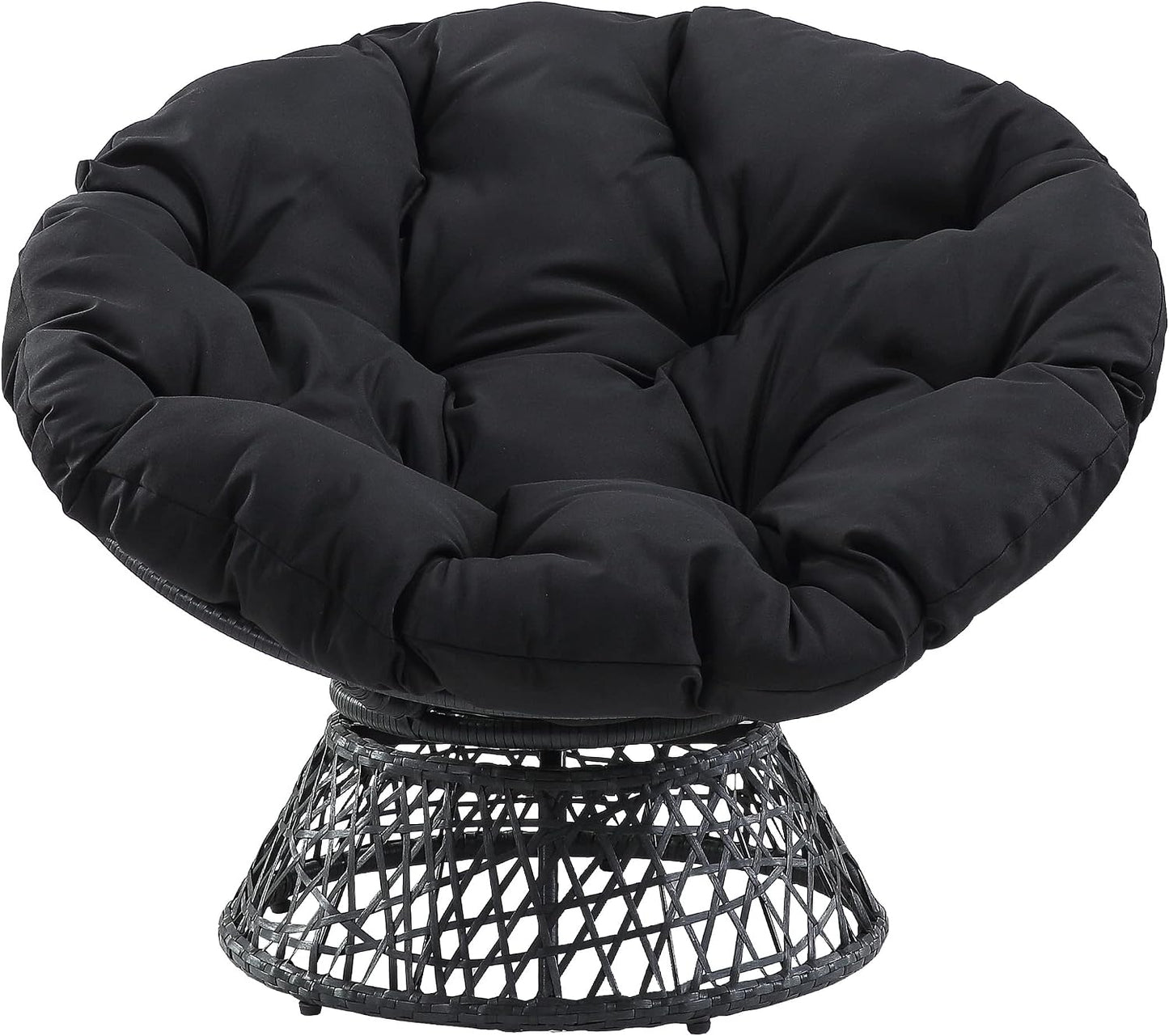 🖤 Cozy Papasan Lounge Chair – 360° Swivel Round Accent Chair For Living Room, Bedroom & Reading Corner ✨