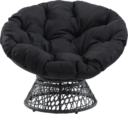 🖤 Cozy Papasan Lounge Chair – 360° Swivel Round Accent Chair For Living Room, Bedroom & Reading Corner ✨