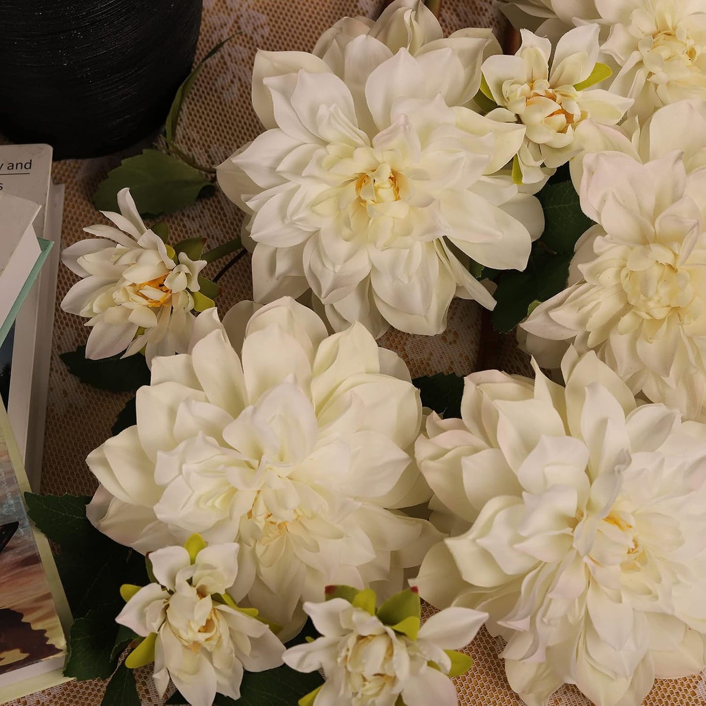 Elegant White Dahlia Faux Flowers for Wedding and Home Decor