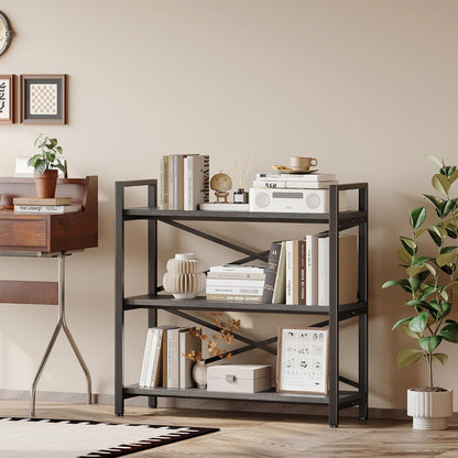 🌿 Modern Farmhouse Bookshelf – Rustic Wood & Metal Display Shelf For Living Room, Bedroom & Home Office ✨