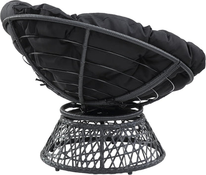 🖤 Cozy Papasan Lounge Chair – 360° Swivel Round Accent Chair For Living Room, Bedroom & Reading Corner ✨