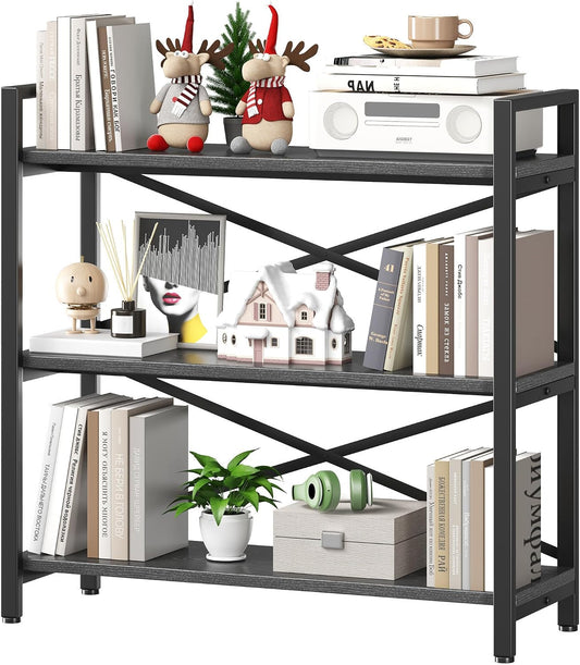 🌿 Modern Farmhouse Bookshelf – Rustic Wood & Metal Display Shelf For Living Room, Bedroom & Home Office ✨