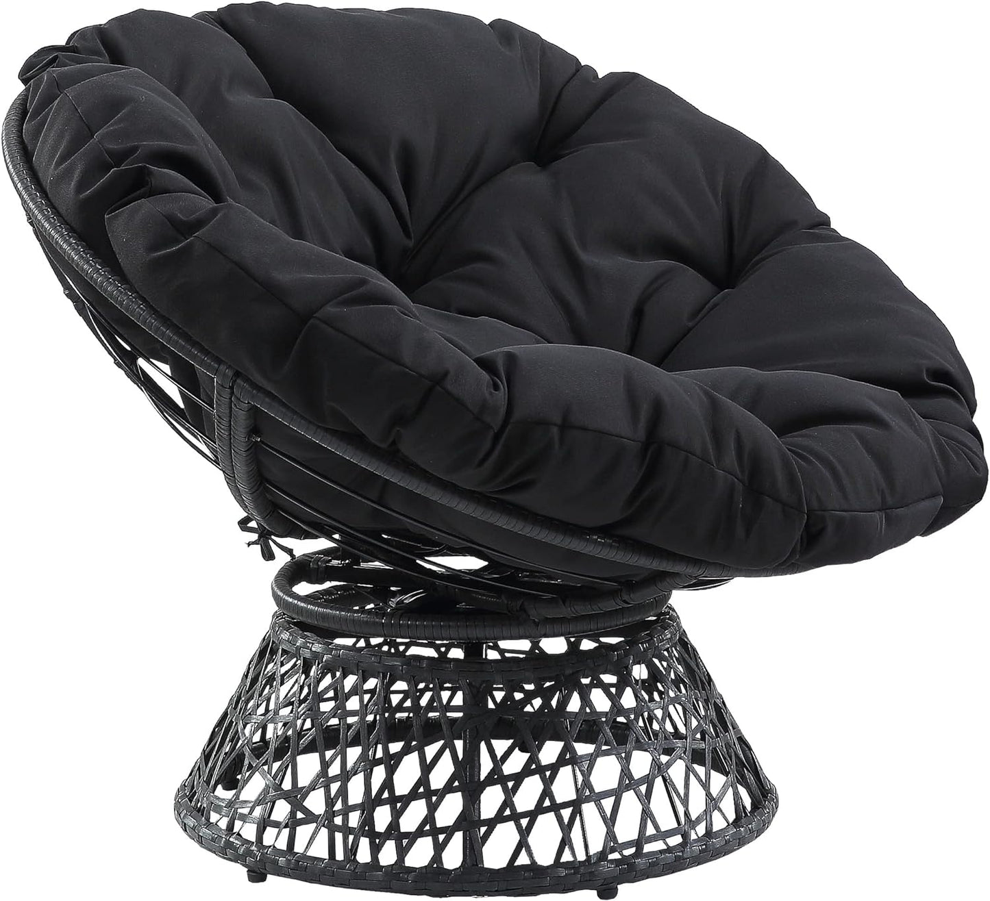 🖤 Cozy Papasan Lounge Chair – 360° Swivel Round Accent Chair For Living Room, Bedroom & Reading Corner ✨