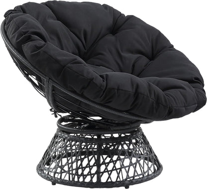🖤 Cozy Papasan Lounge Chair – 360° Swivel Round Accent Chair For Living Room, Bedroom & Reading Corner ✨