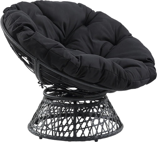 🖤 Cozy Papasan Lounge Chair – 360° Swivel Round Accent Chair For Living Room, Bedroom & Reading Corner ✨