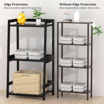 🌿 Natural Bamboo Ladder Shelf – 3-Tier Modern Storage Organizer For Plants, Books & Home Decor ✨