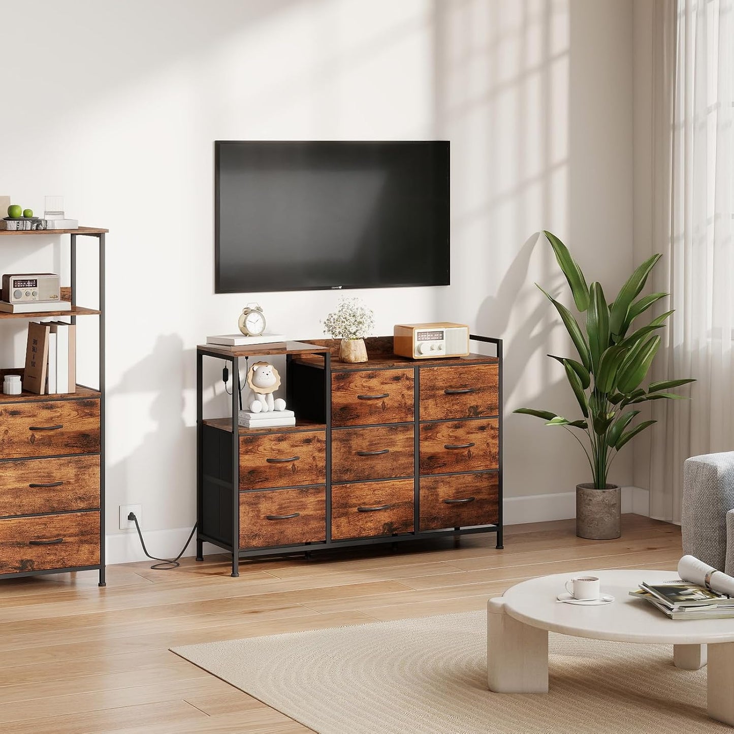 ✨ Smart LED Nightstand With Charging Station – Modern Storage Dresser For Bedroom, Dorm & Small Spaces 🔋