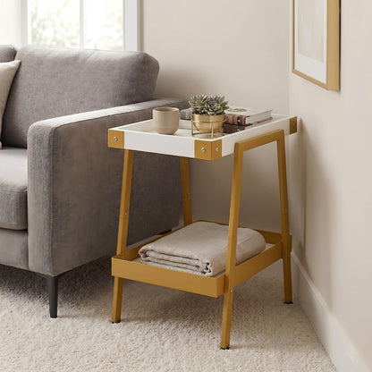 🌿 Modern Farmhouse Side Table – Rustic Industrial Nightstand With 2-Tier Storage For Bedroom & Living Room ✨