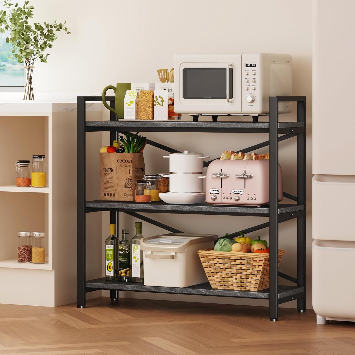 🌿 Modern Farmhouse Bookshelf – Rustic Wood & Metal Display Shelf For Living Room, Bedroom & Home Office ✨