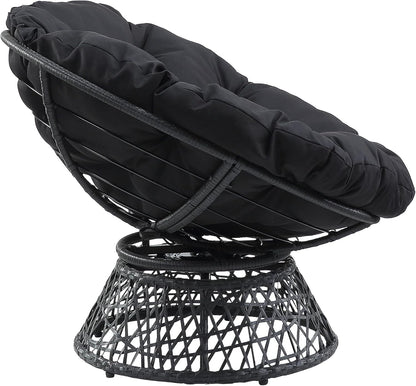 🖤 Cozy Papasan Lounge Chair – 360° Swivel Round Accent Chair For Living Room, Bedroom & Reading Corner ✨