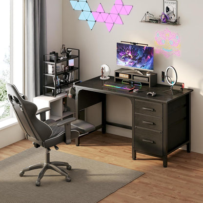 💻 Modern Home Office Desk With Storage Drawers – Stylish Computer Writing Desk For Work, Study & Small Spaces ✨