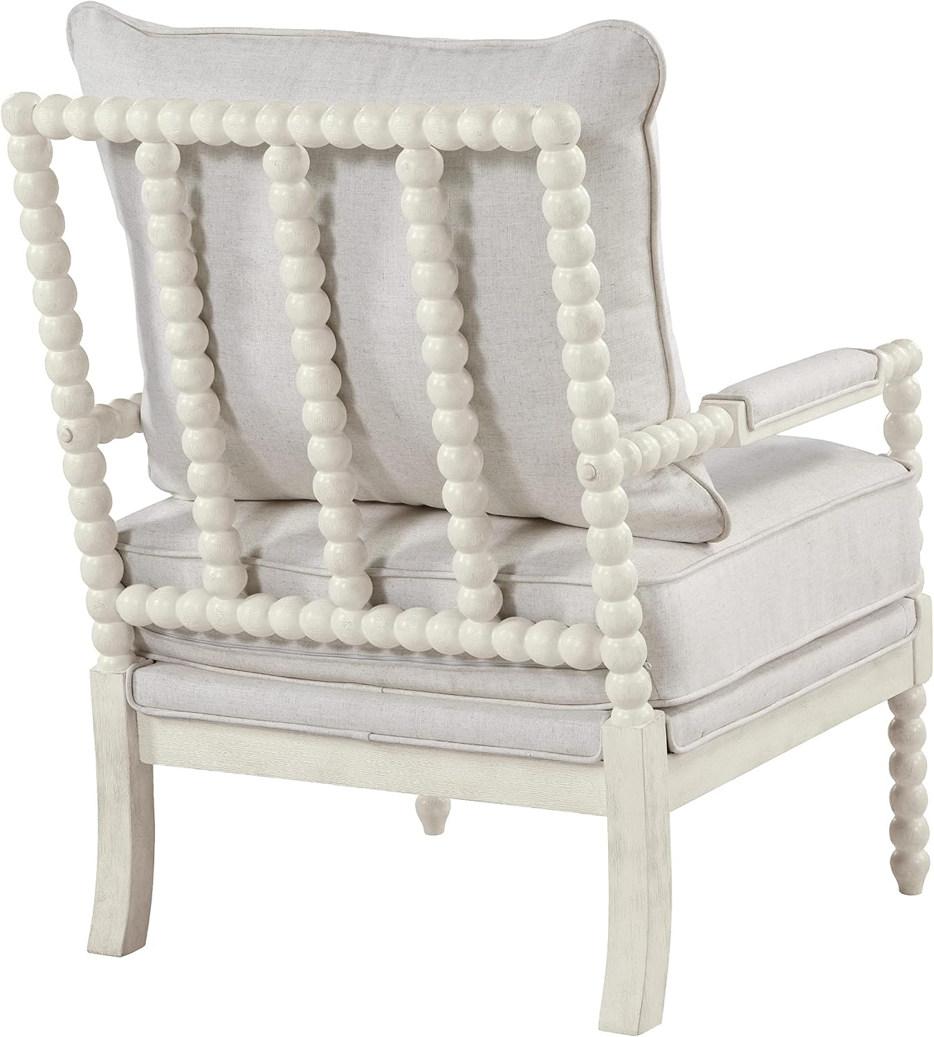 🤍 Classic Spindle Accent Chair – Cozy Linen Armchair With Wooden Frame For Living Room & Reading Corner ✨