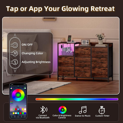✨ Smart LED Nightstand With Charging Station – Modern Storage Dresser For Bedroom, Dorm & Small Spaces 🔋